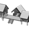 Hausgruppe A in Lärche Pfosten Kantholz Lärche mit Stahlfüßen (L4.10700)